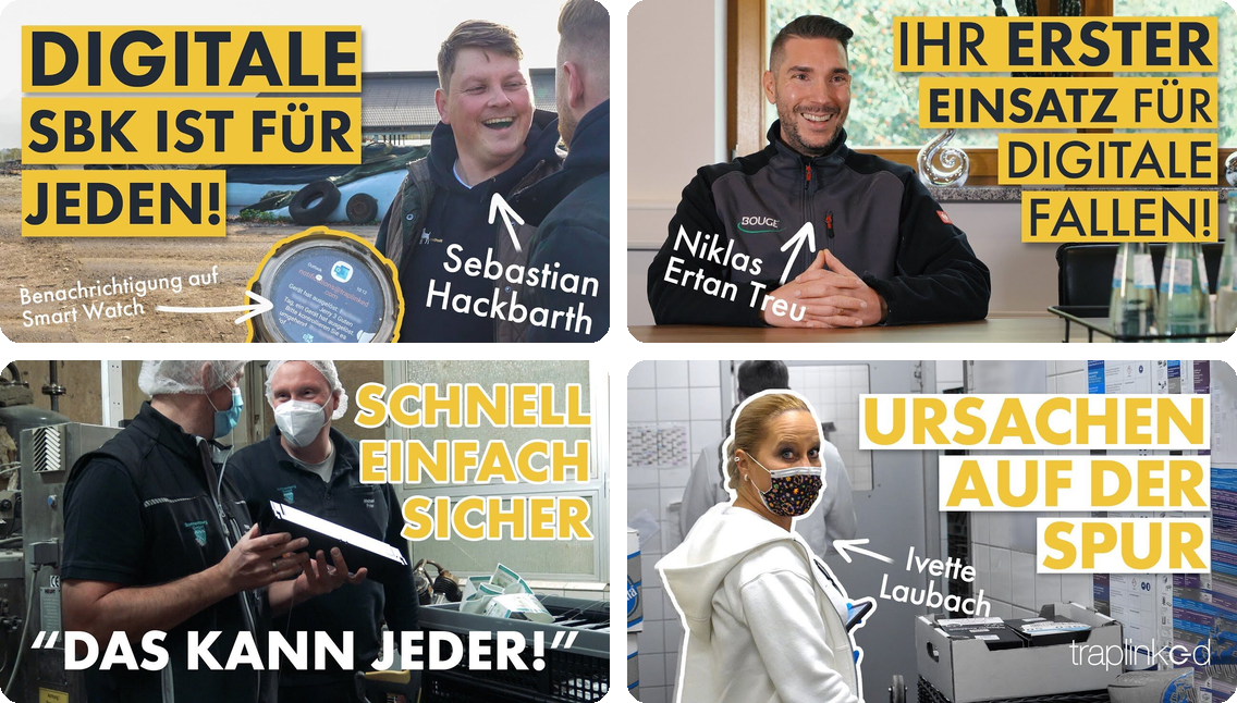 Standbilder aus den Interviews mit Hackbarth, Bougé, Sonnenburg und SchädEx